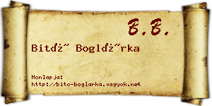 Bitó Boglárka névjegykártya